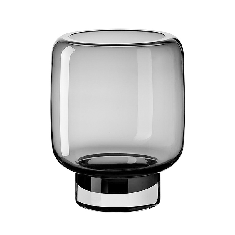 Philippi VEJLE Windlicht & Vase Aus Grauem Rauchglas – Für Teelichter & Blumen, Perfekt Für Balkon & Terrasse
