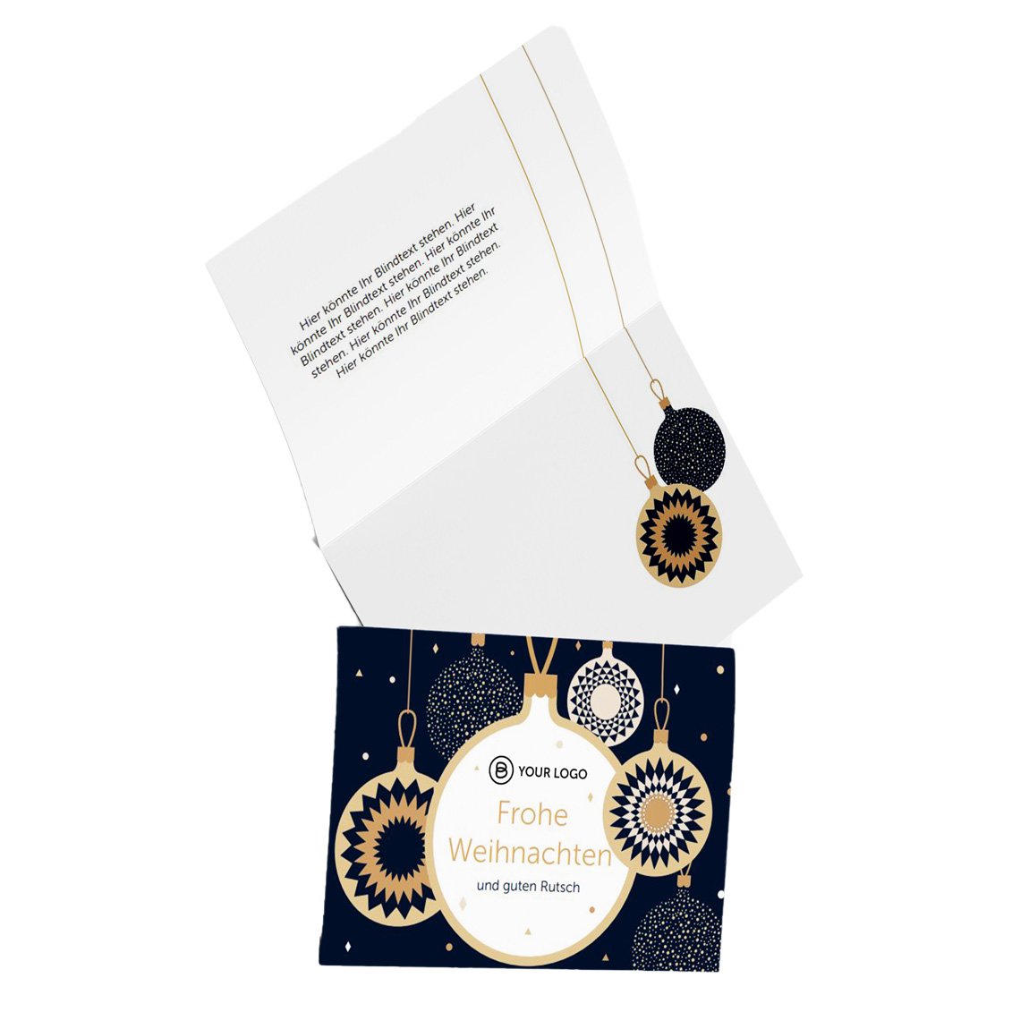 Weihnachtskarte KUGELN GOLD (18), DIN A6