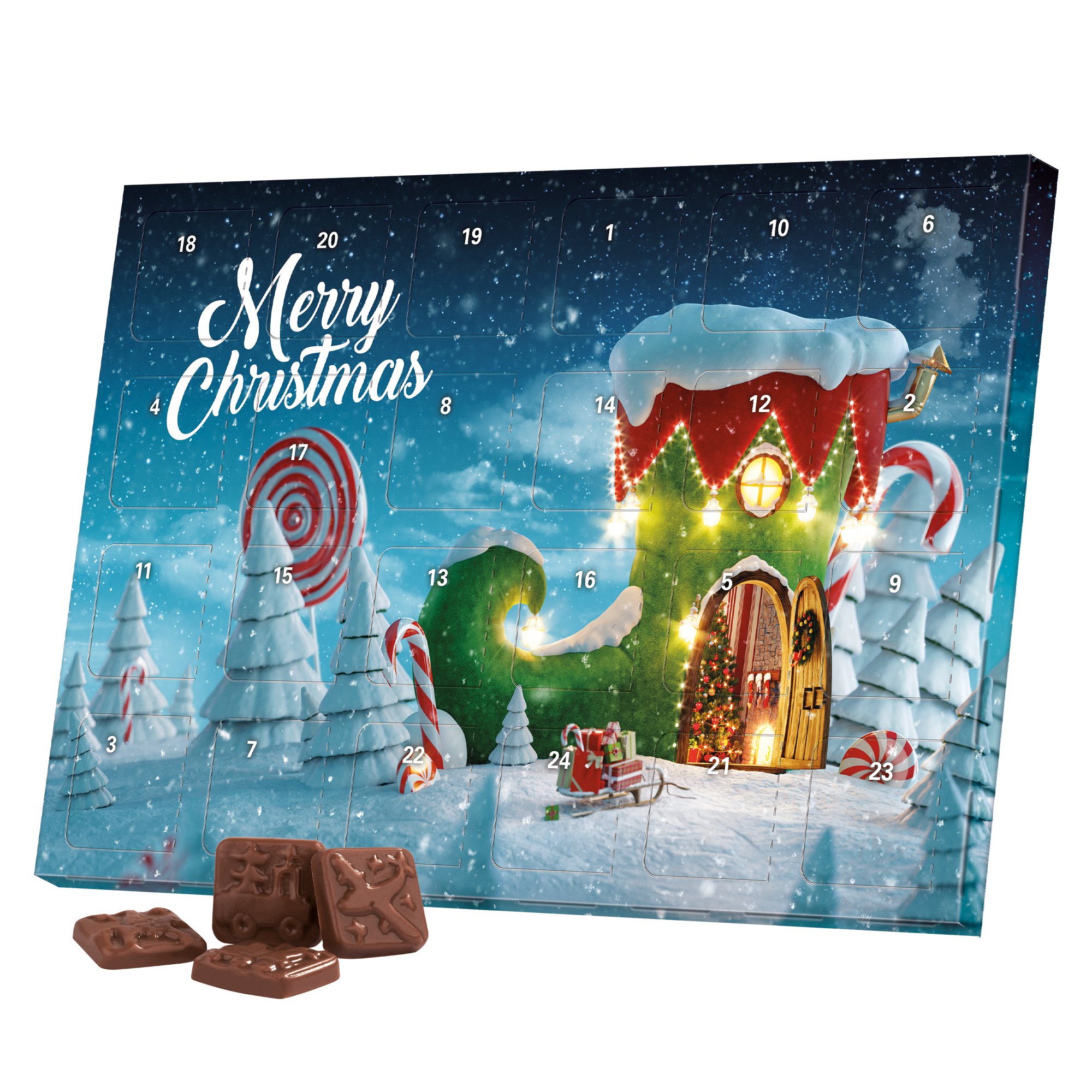 Classic Tisch Adventskalender Vollmilch Schokoladentäfelchen