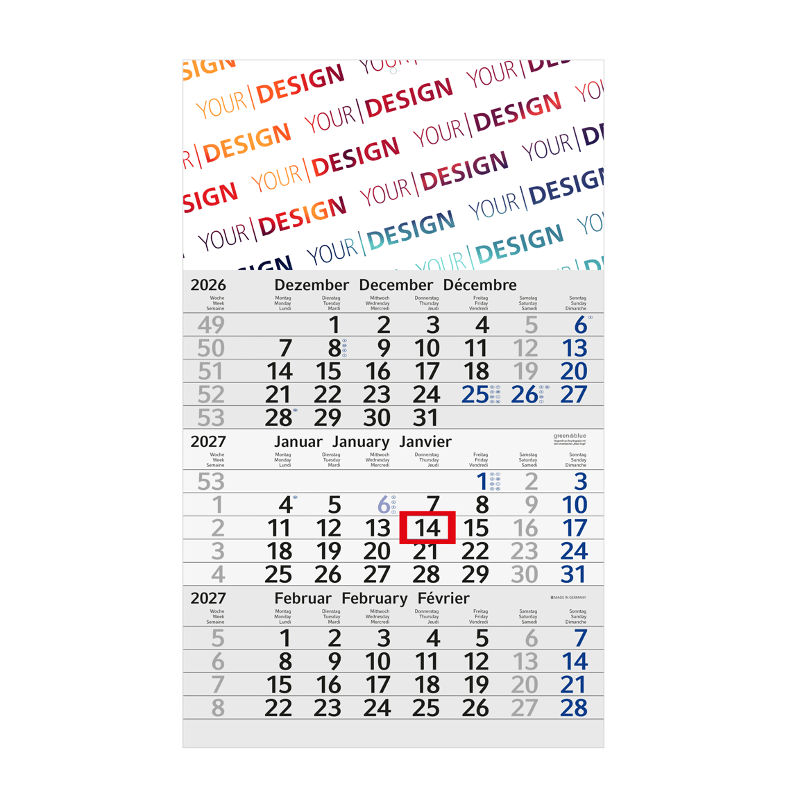 ECOZA, blau (Wandkalender)
