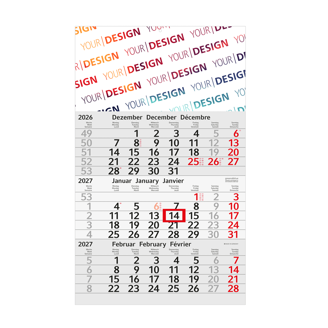 ECOZA, rot (Wandkalender)