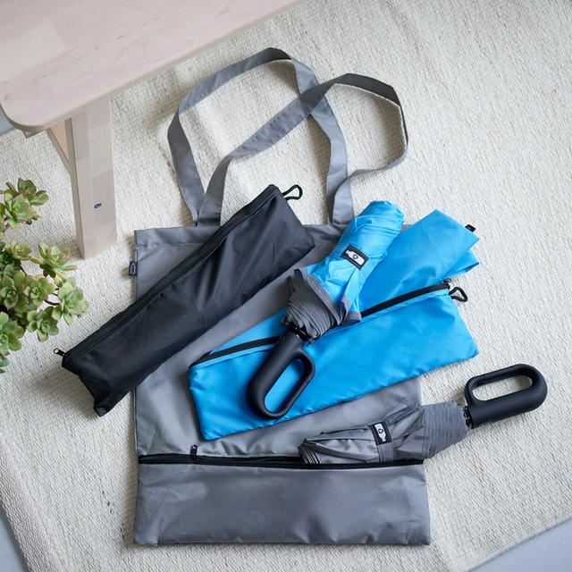 EVERDRY, blau (Regenschirm + Tasche)