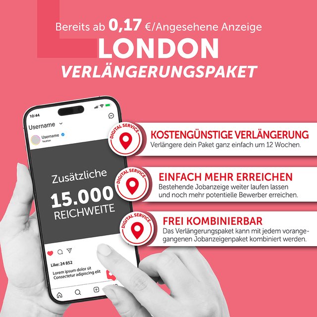 SoMe Jobanzeige LONDON Verlängerung