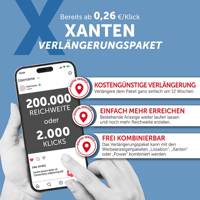SoMe Werbeanzeige XANTEN Verlängerung