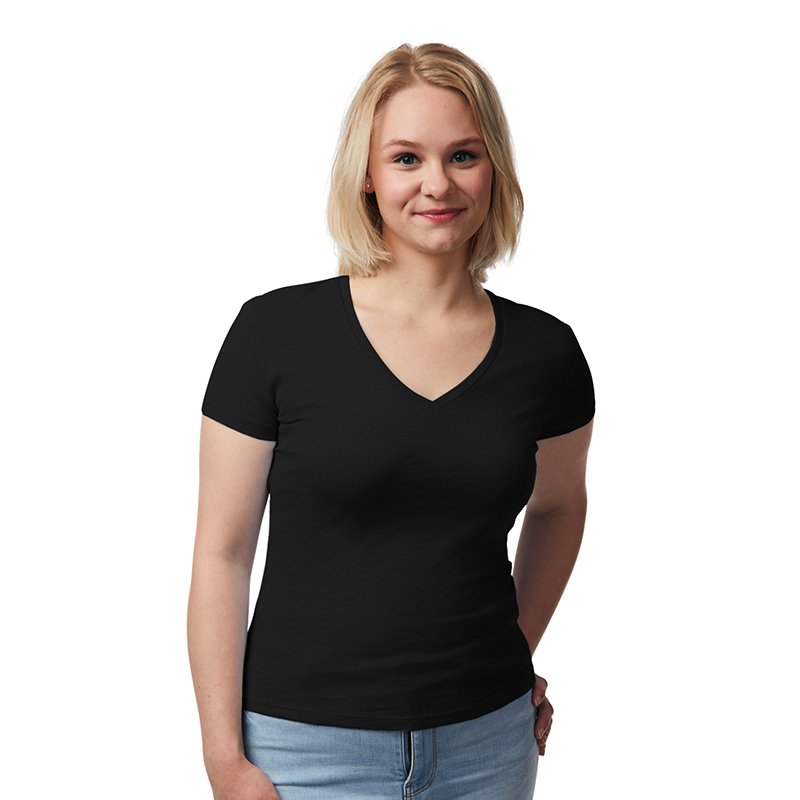 T-Shirt Promotion Damen Kurzarm V-Kragen